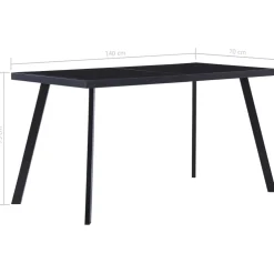 vidaXL Eettafel 140x70x75 cm gehard glas zwart