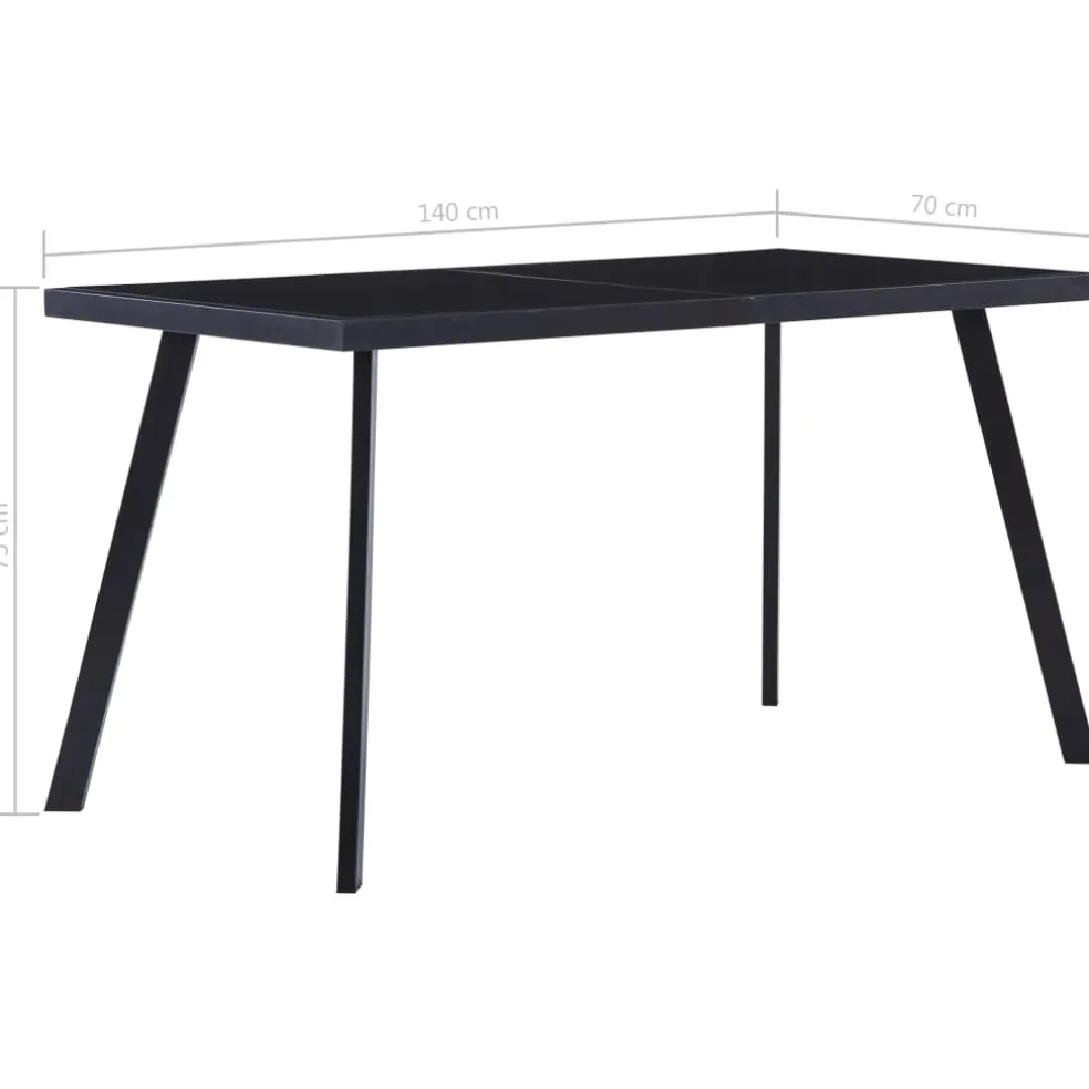 vidaXL Eettafel 140x70x75 cm gehard glas zwart