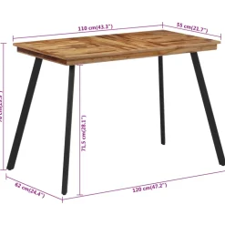 vidaXL Eettafel 120x62x76 cm massief teakhout