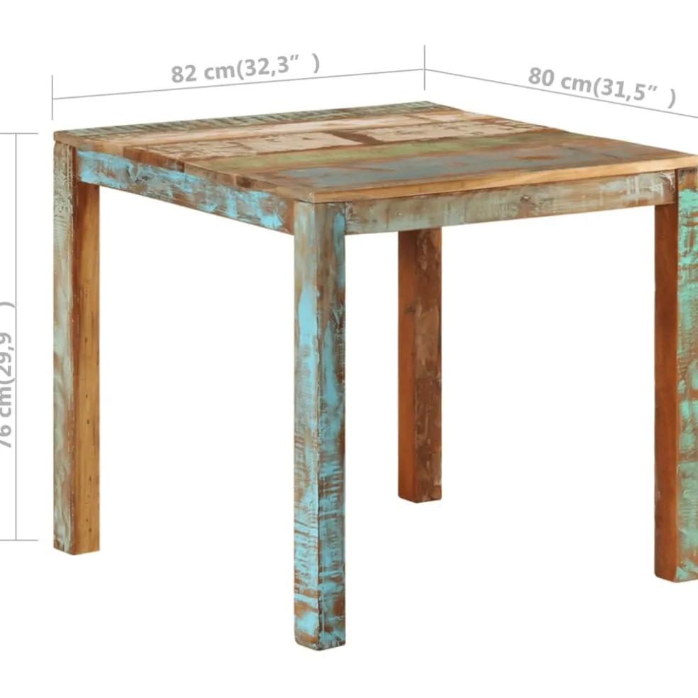 vidaXL Eettafel 82x80x76 cm massief gerecycled hout