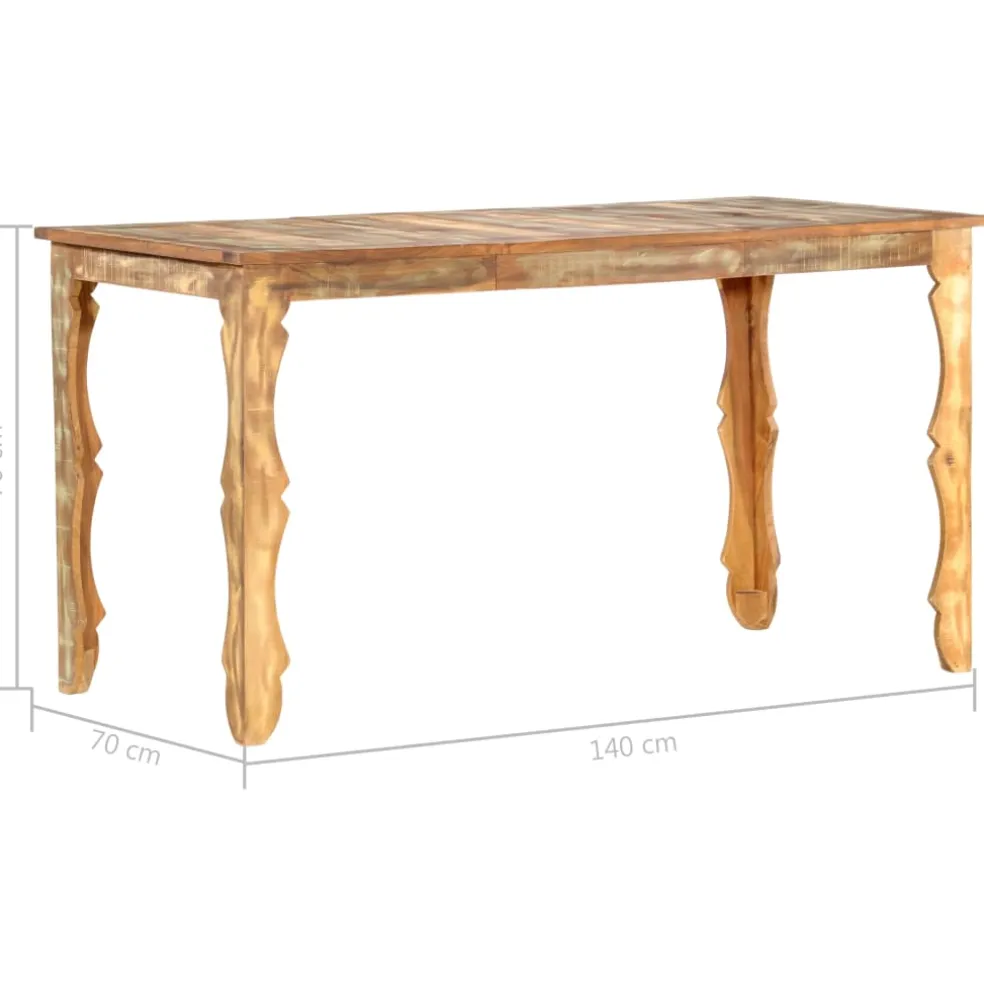 vidaXL Eettafel 140x70x76 cm massief gerecycled hout
