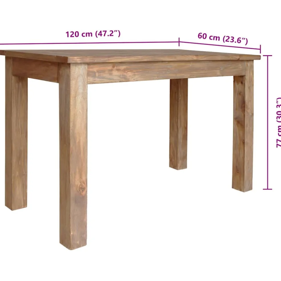 vidaXL Eettafel 120x60x77 cm massief mahoniehout