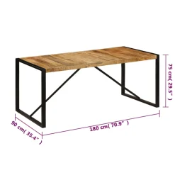 vidaXL Eettafel 180x90x75 cm massief mangohout