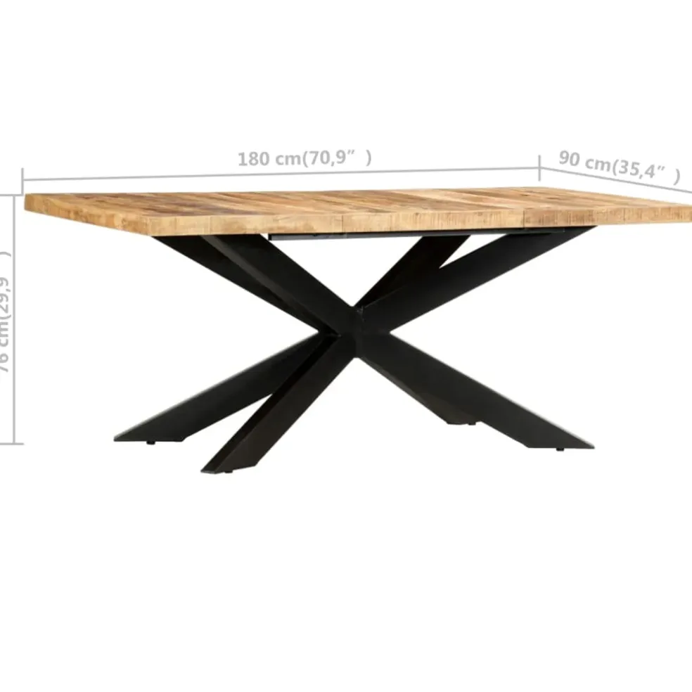 vidaXL Eettafel 180x90x76 cm massief ruw mangohout