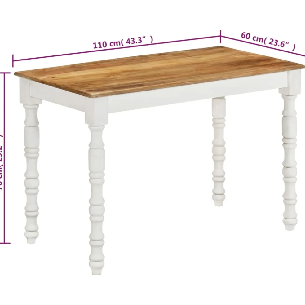 vidaXL Eettafel 110x60x76 cm massief mangohout