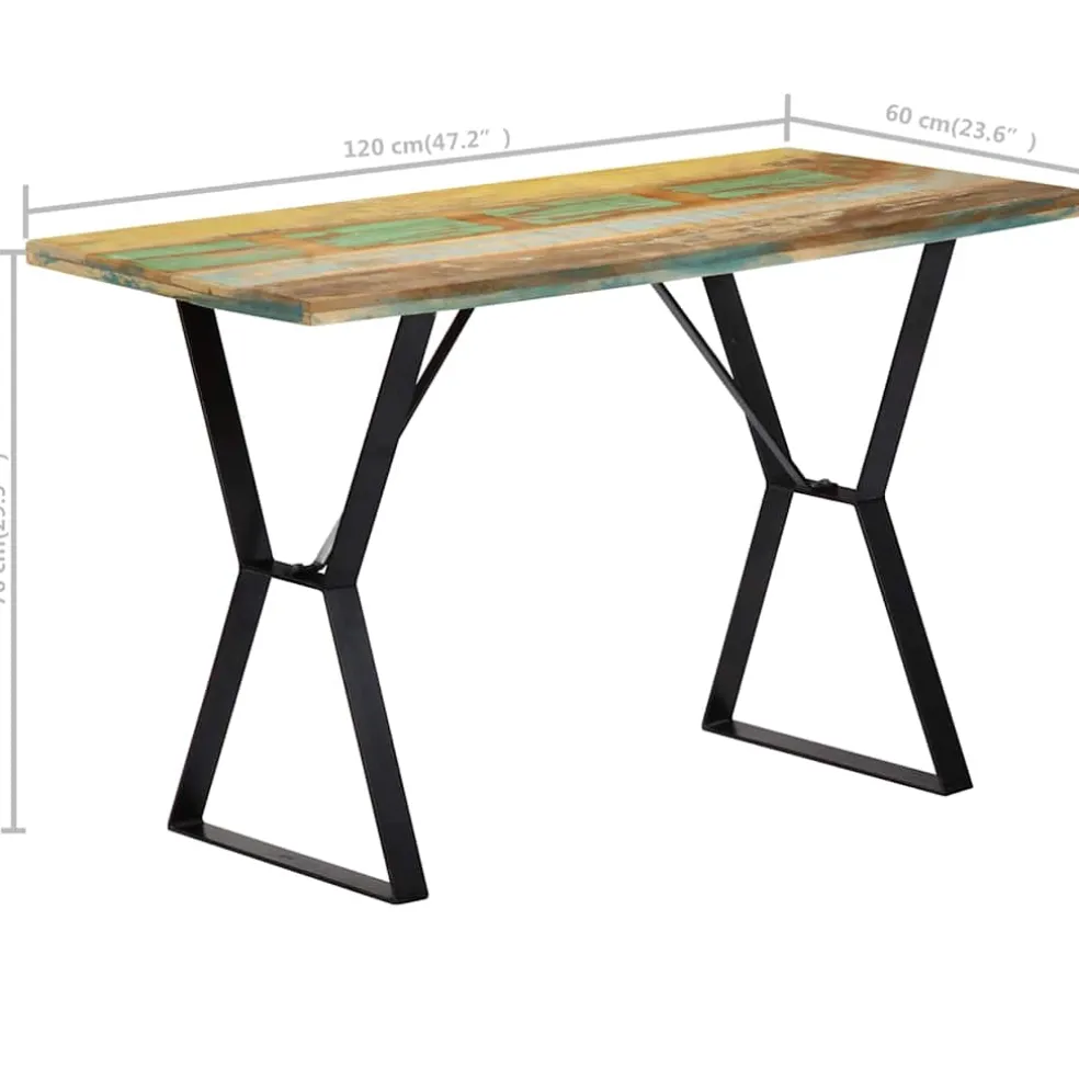 vidaXL Eettafel 120x60x76 cm massief gerecycled hout