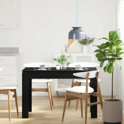 vidaXL Eettafel Zwart Eiken 120x60x76 cm Bewerkt Hout