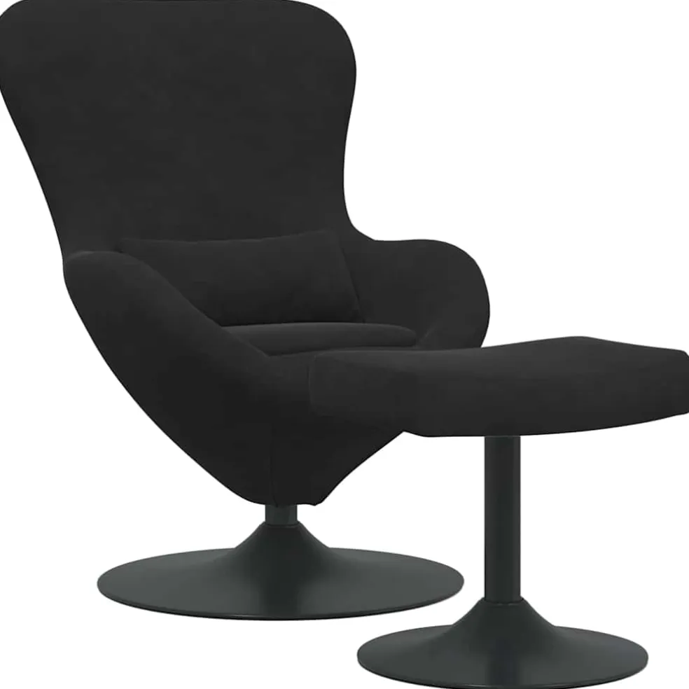 vidaXL Egg Chair met Voetsteun Zwart Fluweel