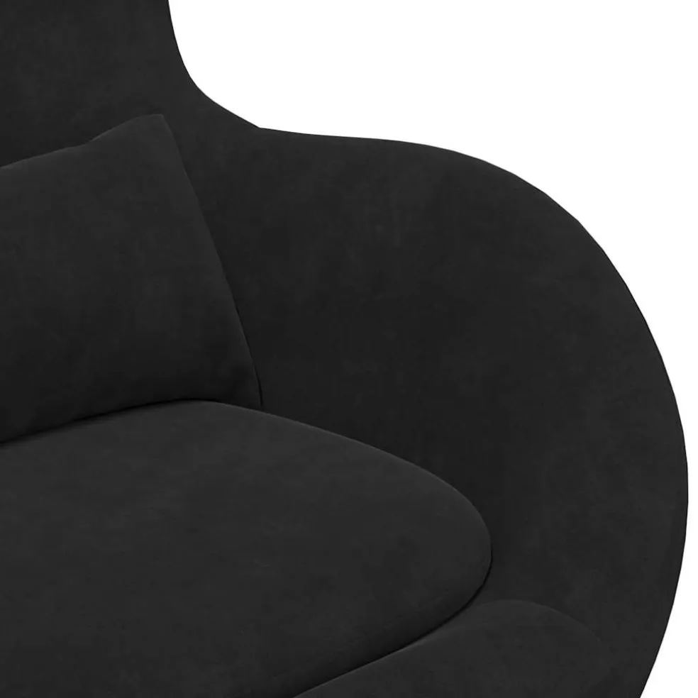 vidaXL Egg Chair met Voetsteun Zwart Fluweel