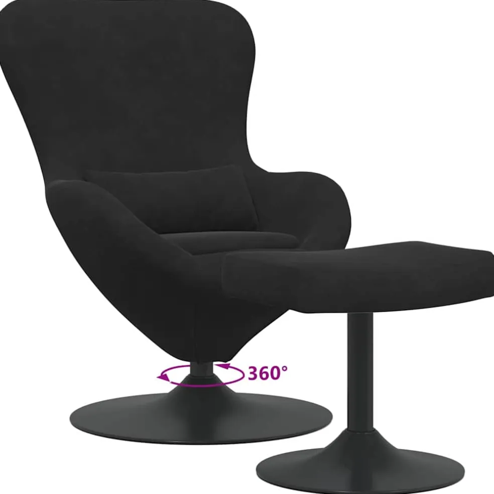 vidaXL Egg Chair met Voetsteun Zwart Fluweel