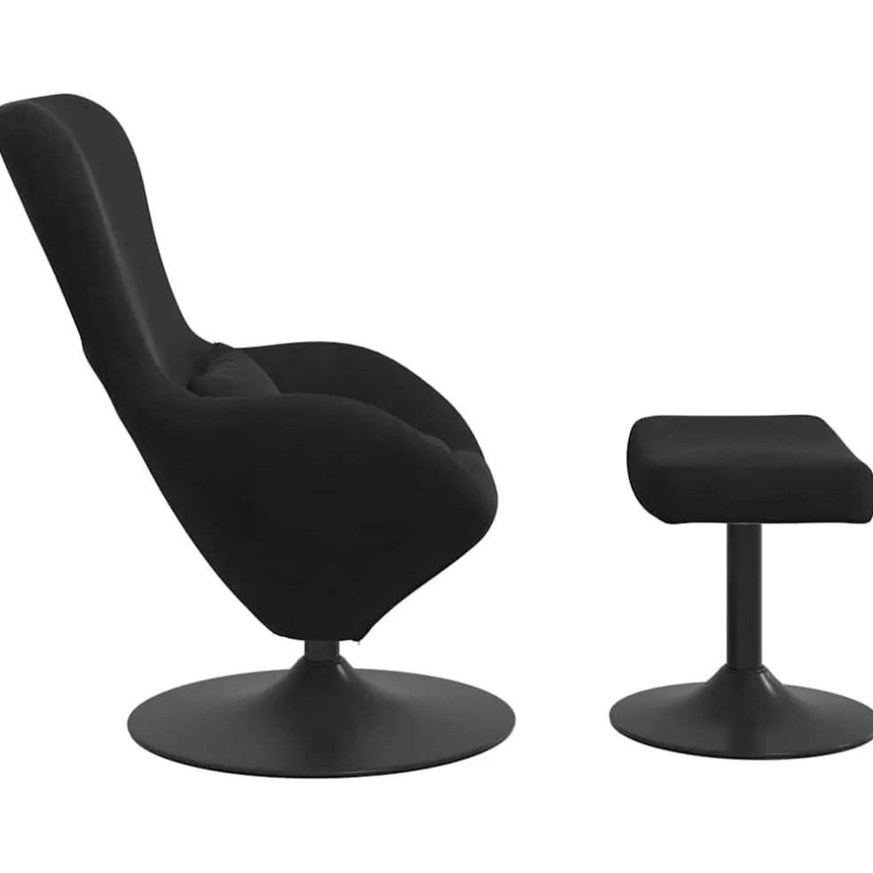 vidaXL Egg Chair met Voetsteun Zwart Fluweel