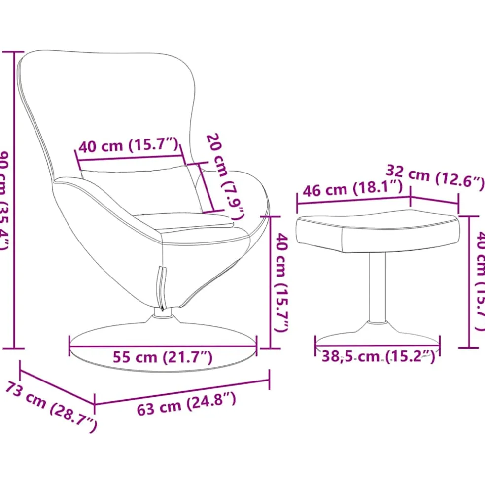 vidaXL Egg Chair met Voetsteun Zwart Fluweel