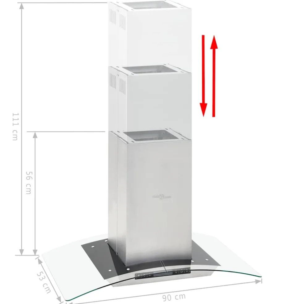 vidaXL Eilandafzuigkap LCD-scherm sensor 756 m³/u LED 90 cm