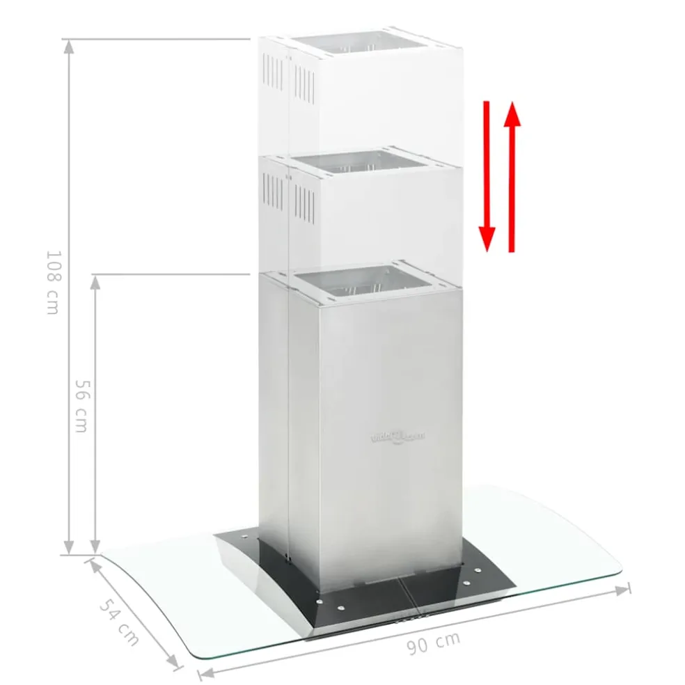 vidaXL Eilandafzuigkap 756 m³/u LED 90 cm roestvrij staal