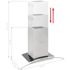 vidaXL Eilandafzuigkap 756 m³/u LED 90 cm roestvrij staal