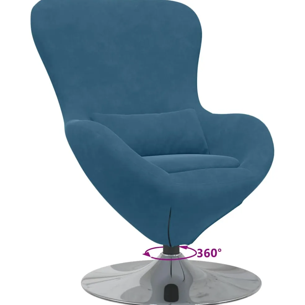 vidaXL Eivormige stoel Blauw Fluweel
