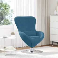 vidaXL Eivormige stoel Blauw Fluweel