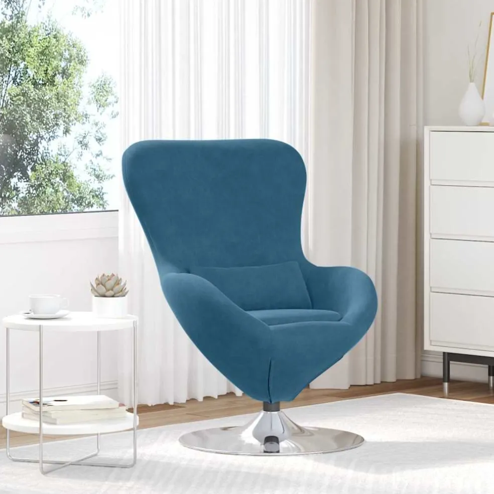 vidaXL Eivormige stoel Blauw Fluweel