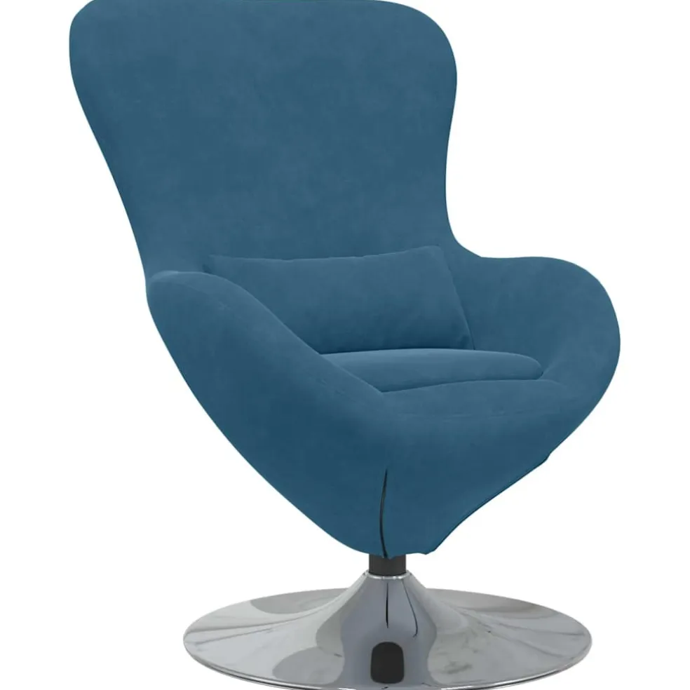 vidaXL Eivormige stoel Blauw Fluweel