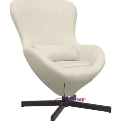 vidaXL Eivormige stoel Crème 63 x 73 x 90 cm Fluweel