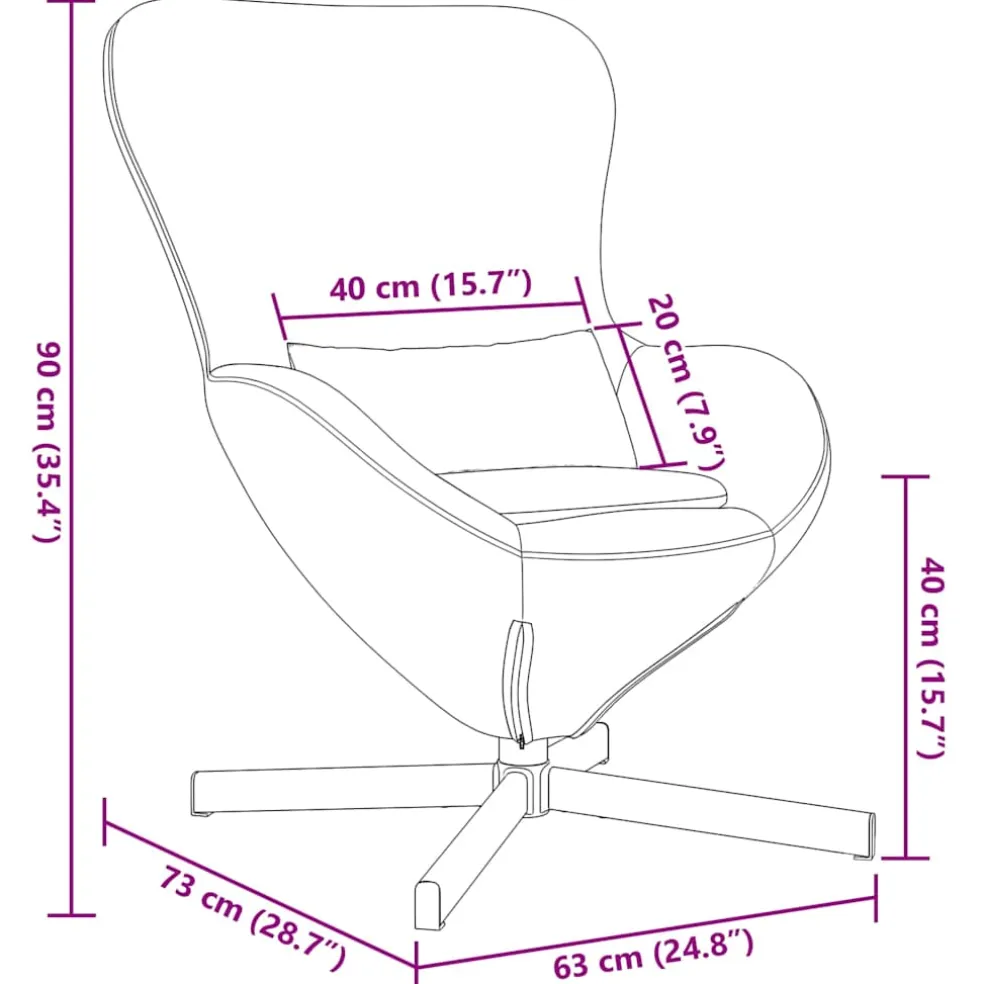 vidaXL Eivormige stoel Crème 63 x 73 x 90 cm Fluweel