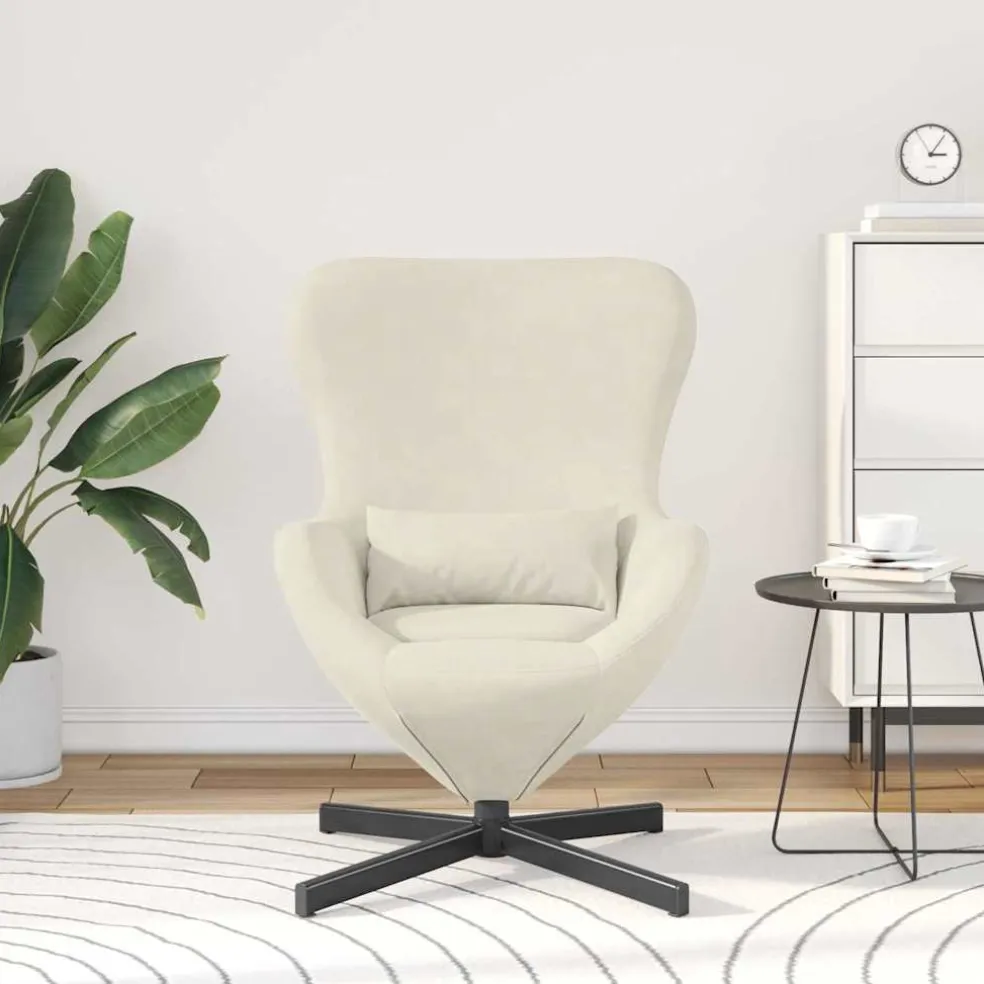 vidaXL Eivormige stoel Crème 63 x 73 x 90 cm Fluweel
