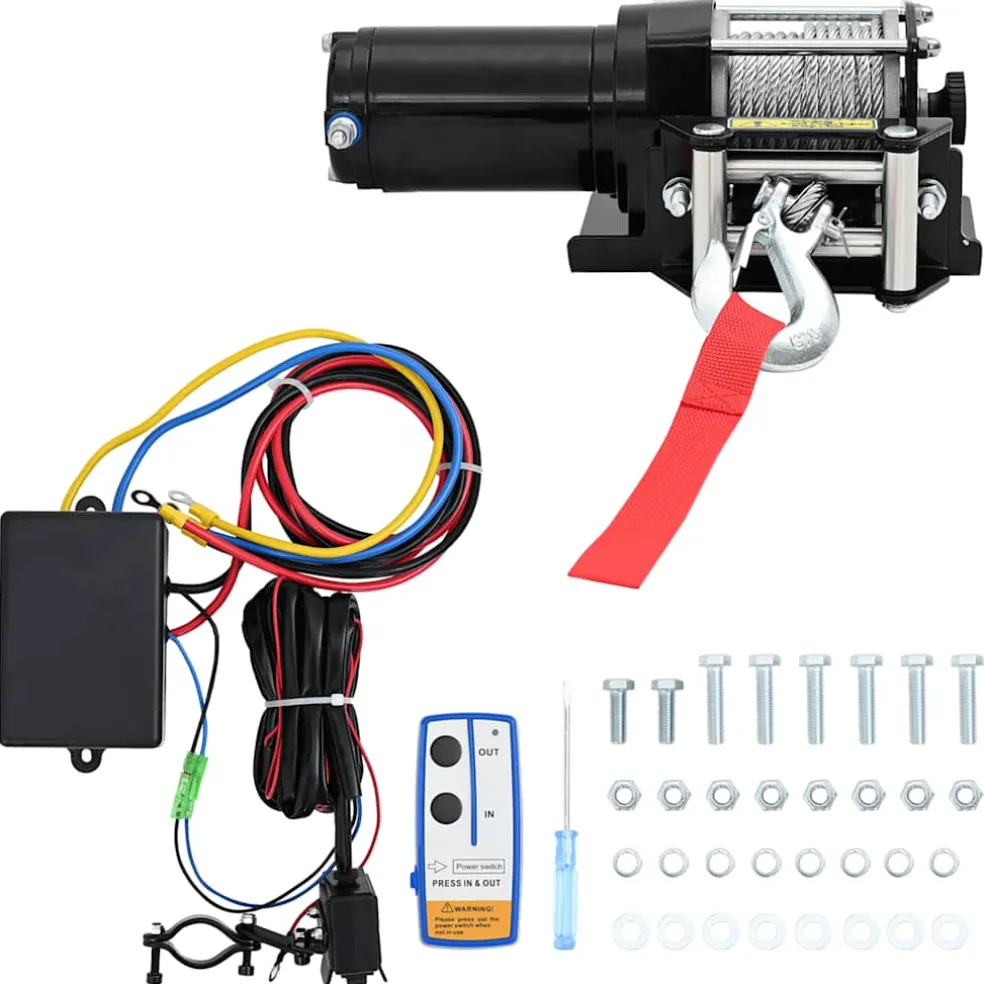 vidaXL Elektrische lier 12 V 1360 kg met montageplaat en rollenvenster