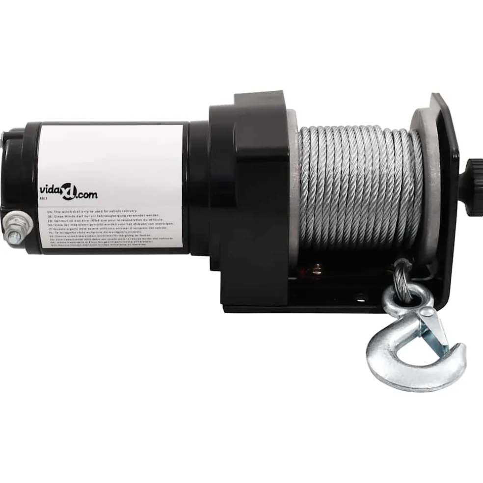 vidaXL Elektrische lier 12 V 1360 kg met montageplaat en rollenvenster