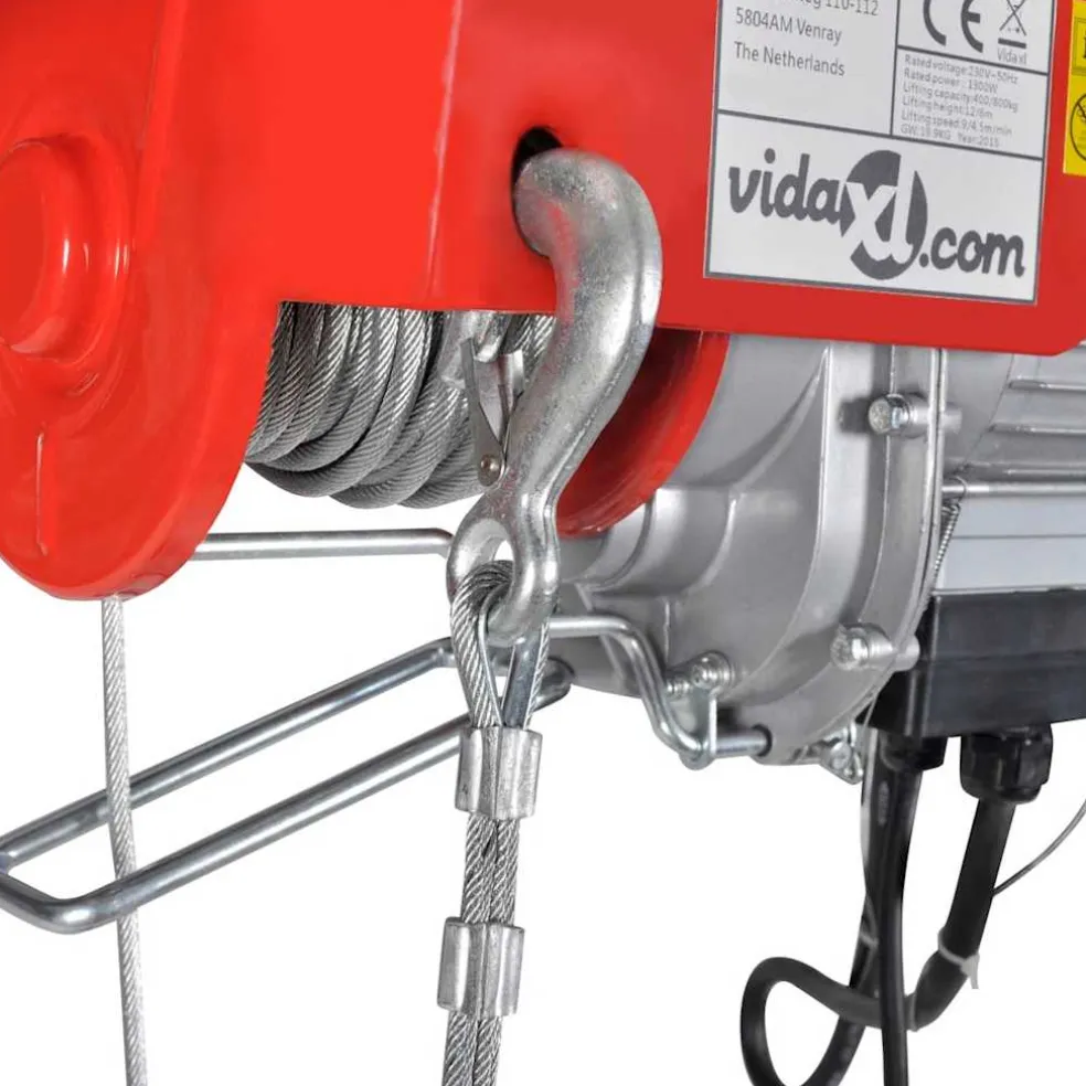 vidaXL Elektrische lier 1000 W 200/400 kg