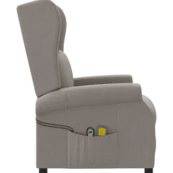 vidaXL Elektrische massage fauteuil met hoge rugleuning Taupe Stof