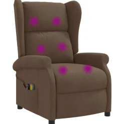 vidaXL Elektrische massage fauteuil met hoge rugleuning Bruin Stof