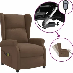 vidaXL Elektrische massage fauteuil met hoge rugleuning Bruin Stof