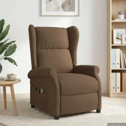 vidaXL Elektrische massage fauteuil met hoge rugleuning Bruin Stof
