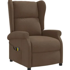 vidaXL Elektrische massage fauteuil met hoge rugleuning Bruin Stof