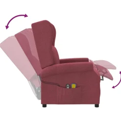 vidaXL Elektrische massage fauteuil met hoge rugleuning Wijnrood Stof