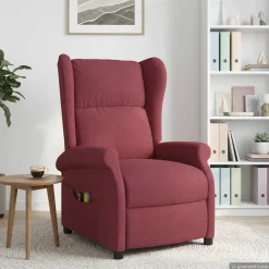 vidaXL Elektrische massage fauteuil met hoge rugleuning Wijnrood Stof