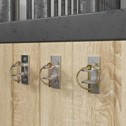 vidaXL Emmerhaken 3 st wandmontage staal zilverkleurig en bruin