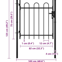 vidaXL Enkele deur hekpoort BOXTEL met hoepel bovenkant 100 x 75 cm