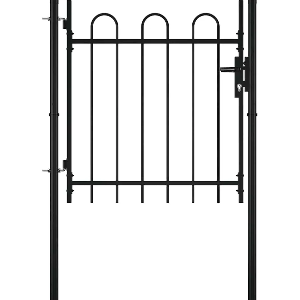vidaXL Enkele deur hekpoort BOXTEL met hoepel bovenkant 100 x 75 cm