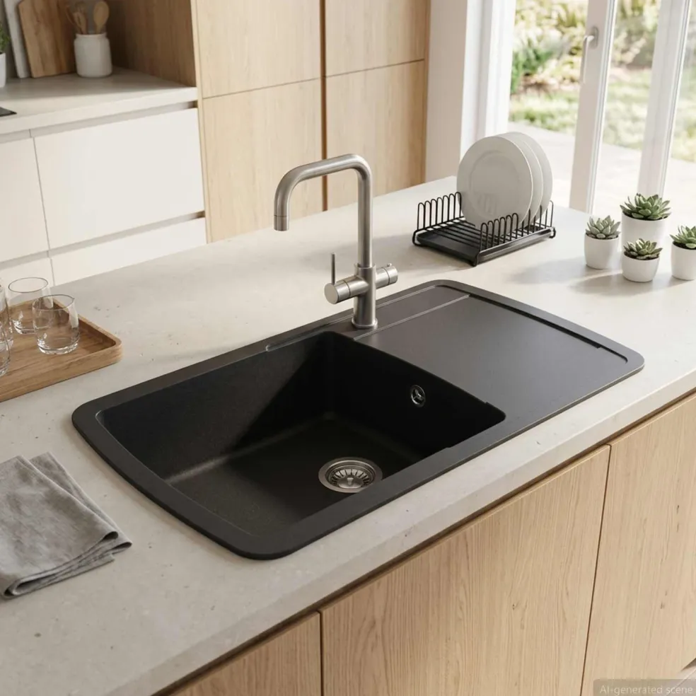 vidaXL Enkele keukenspoelbak Graniet 78 x 50 x 31 cm Grafiet