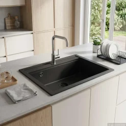 vidaXL Enkele spoelbak Graniet 60 x 51 x 30.5 cm Grafiet