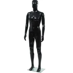 vidaXL Etalagepop mannelijk met glazen voet 175 cm glanzend wit