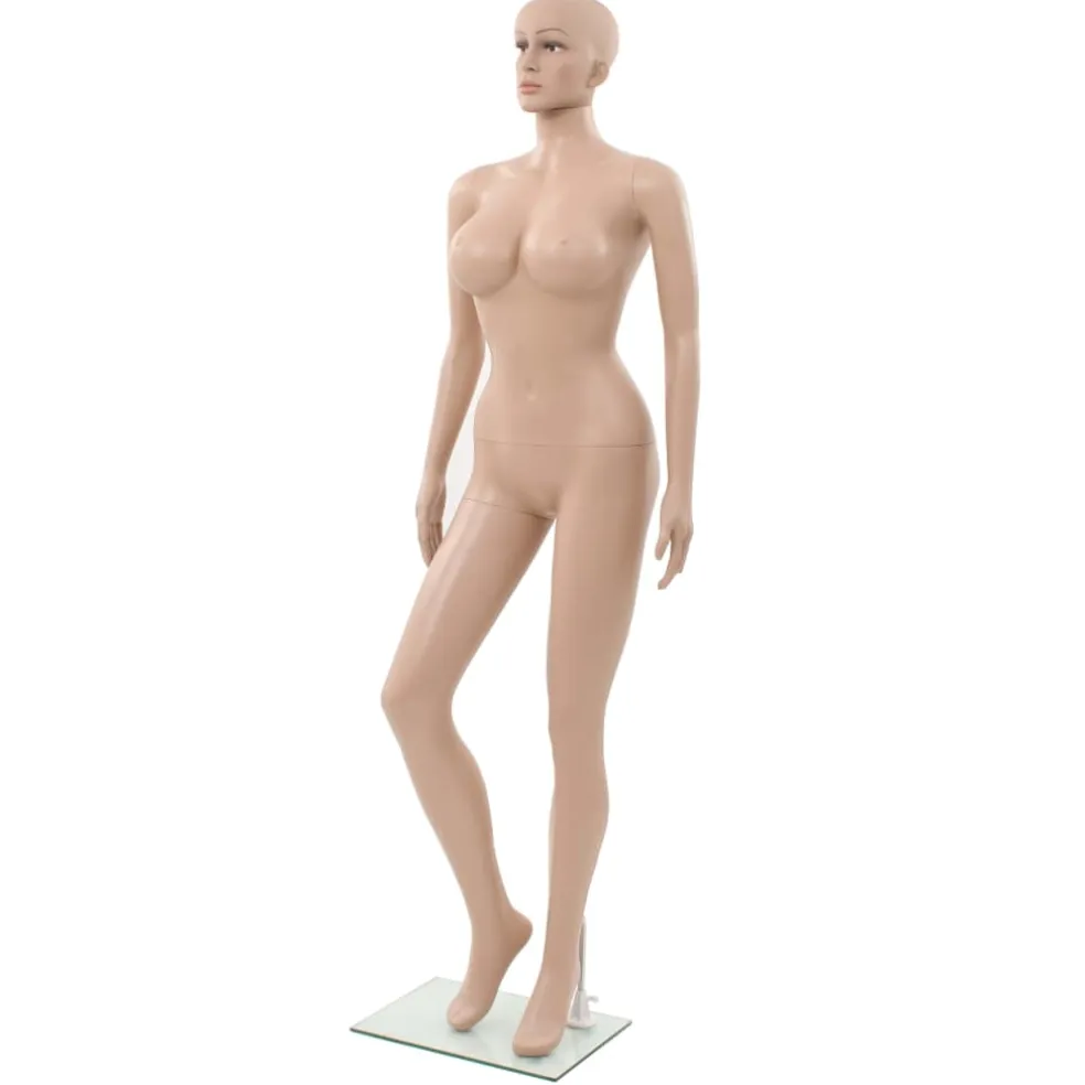 vidaXL Etalagepop sexy vrouw met glazen voet 180 cm beige