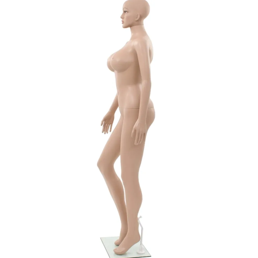 vidaXL Etalagepop sexy vrouw met glazen voet 180 cm beige