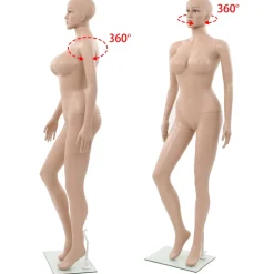 vidaXL Etalagepop sexy vrouw met glazen voet 180 cm beige
