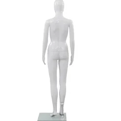 vidaXL Etalagepop vrouwelijk met glazen voet 175 cm glanzend wit