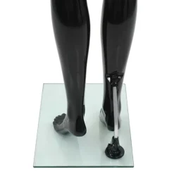 vidaXL Etalagepop vrouwelijk met glazen voet 175 cm glanzend zwart