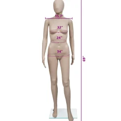 vidaXL Etalagepop vrouw rond hoofd