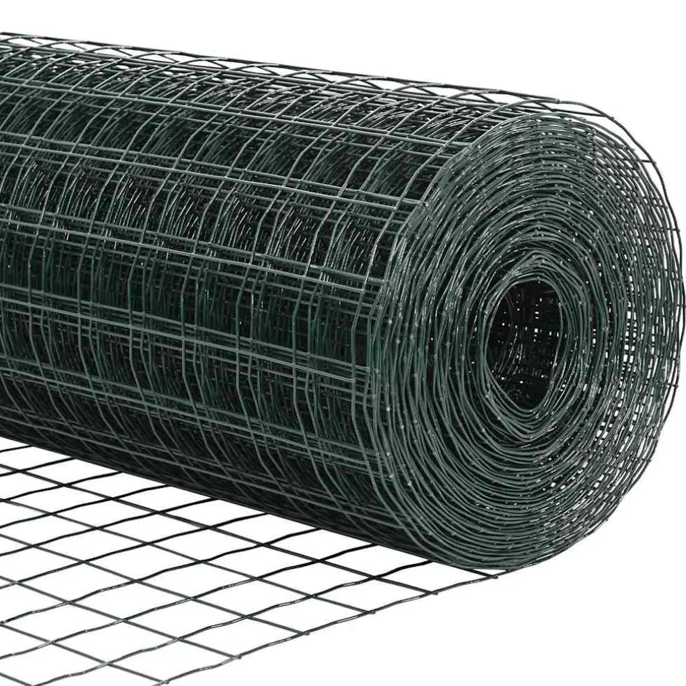 vidaXL Euro-hek met betonnen voetstuk 10 x 0,6 m PVC-Coated Staal Mesh