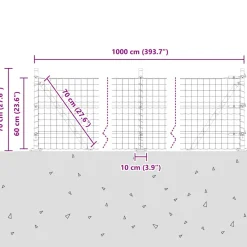 vidaXL Euro-hek met betonnen voetstuk 10 x 0,6 m PVC-Coated Staal Mesh